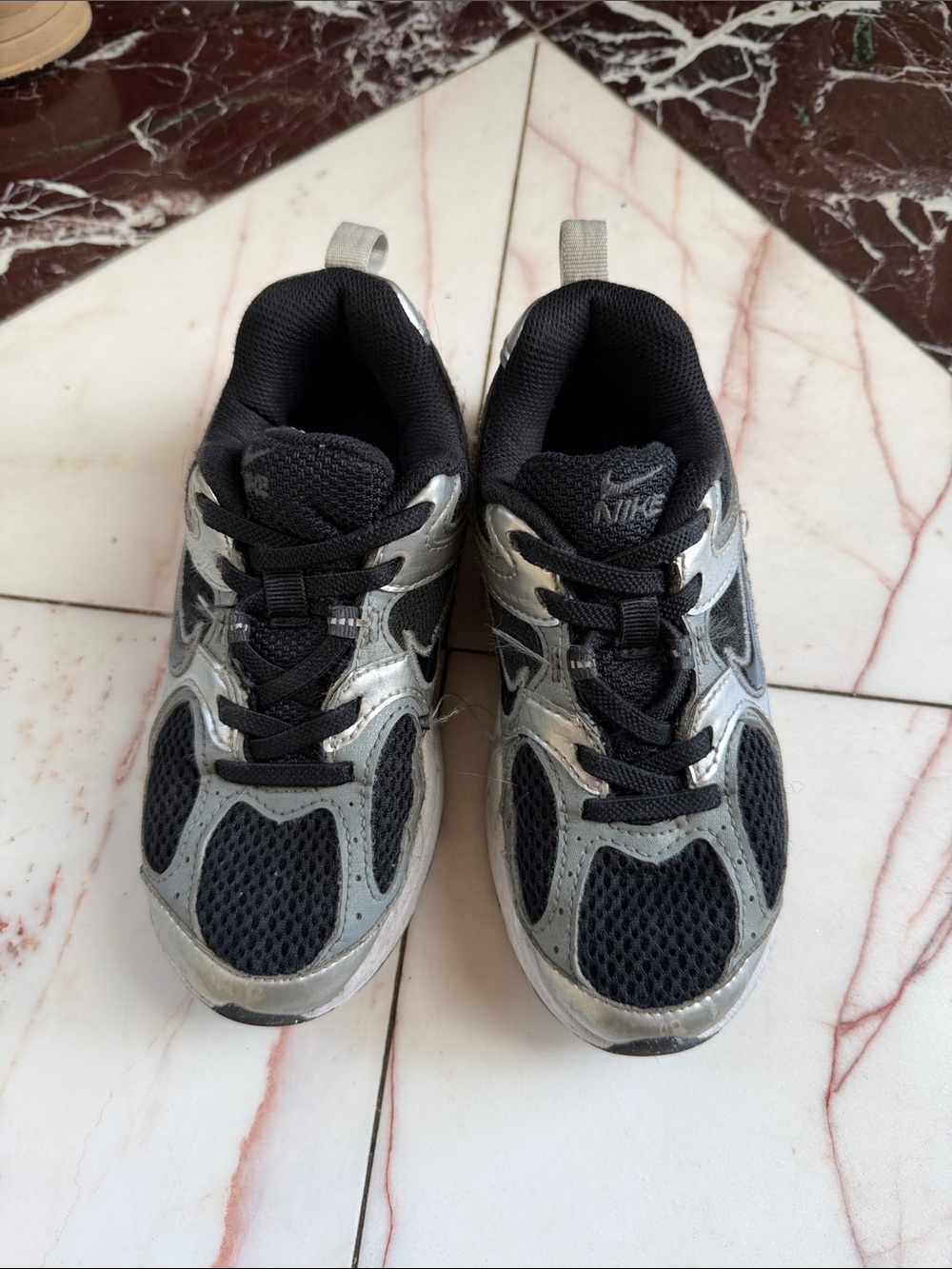 Nike Kids Black and Silver Mesh Runner Sneakers